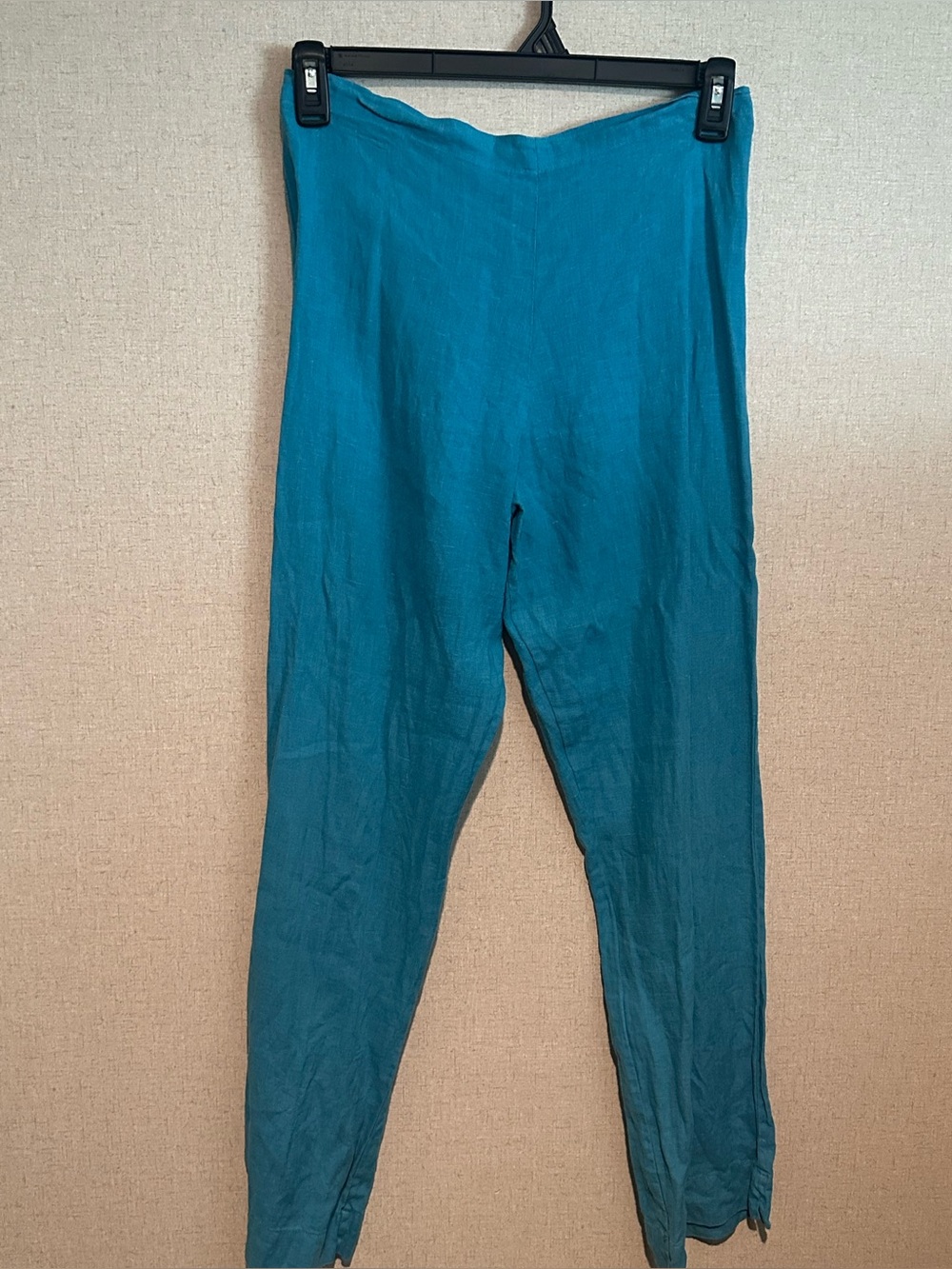 Bryn Walker Medium Teal Pull-On Lightweight Linen Pants